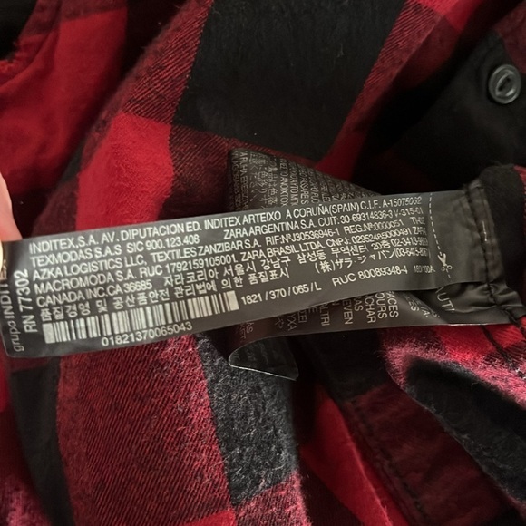 ZARA MAN Red Black Plaid Raw Hem High/Low Men’s Button Front Shirt - Picture 5 of 5